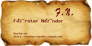Fürster Nándor névjegykártya